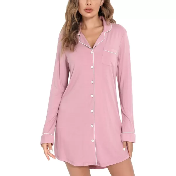 Leikar Maternity Nightgown For Women Nursing Pajamas Long Sleeve SleepshirtLong Sleevepink