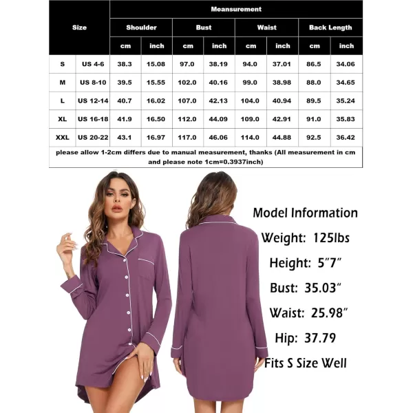 Leikar Maternity Nightgown For Women Nursing Pajamas Long Sleeve SleepshirtLong Sleevepurple
