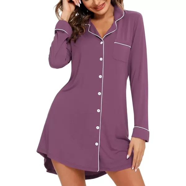 Leikar Maternity Nightgown For Women Nursing Pajamas Long Sleeve SleepshirtLong Sleevepurple