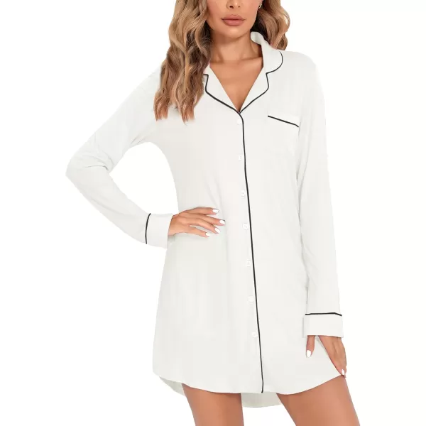 Leikar Maternity Nightgown For Women Nursing Pajamas Long Sleeve SleepshirtLong Sleevewhite