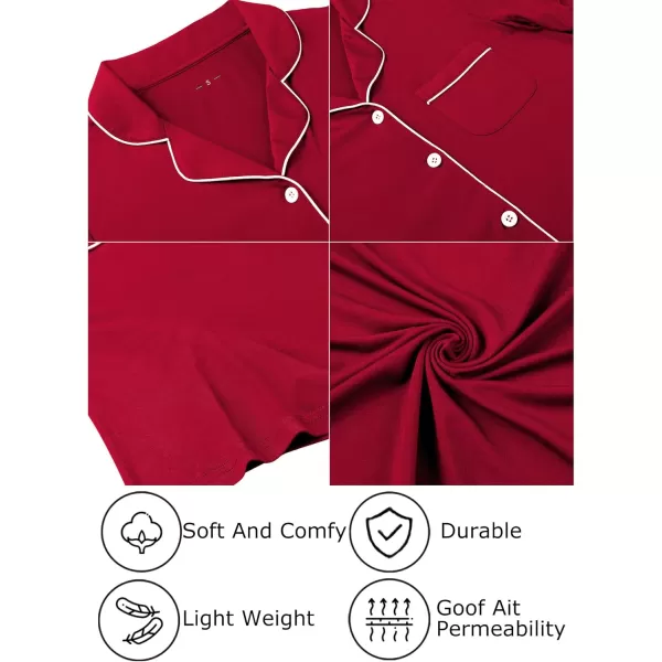 Leikar Maternity Nightgown For Women Nursing Pajamas Long Sleeve SleepshirtLong Sleevewine Red