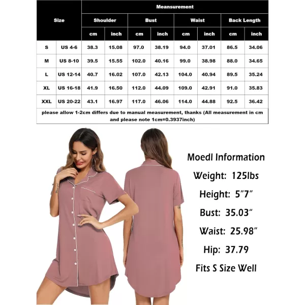 Leikar Maternity Nightgown For Women Nursing Pajamas Long Sleeve SleepshirtShort Sleevebrick Red