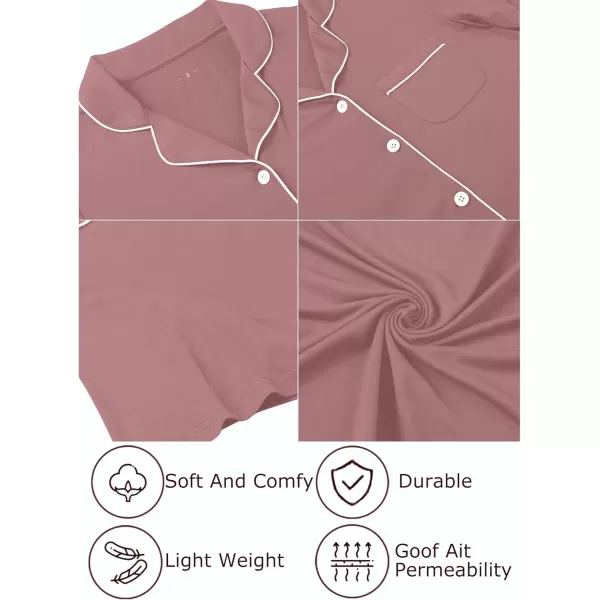 Leikar Maternity Nightgown For Women Nursing Pajamas Long Sleeve SleepshirtShort Sleevebrick Red