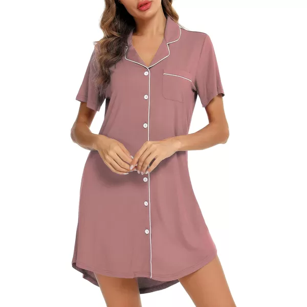 Leikar Maternity Nightgown For Women Nursing Pajamas Long Sleeve SleepshirtShort Sleevebrick Red