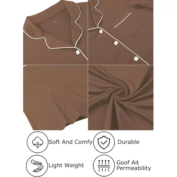 Leikar Maternity Nightgown For Women Nursing Pajamas Long Sleeve SleepshirtShort Sleevebrown