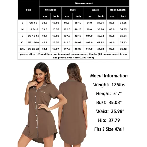 Leikar Maternity Nightgown For Women Nursing Pajamas Long Sleeve SleepshirtShort Sleevebrown