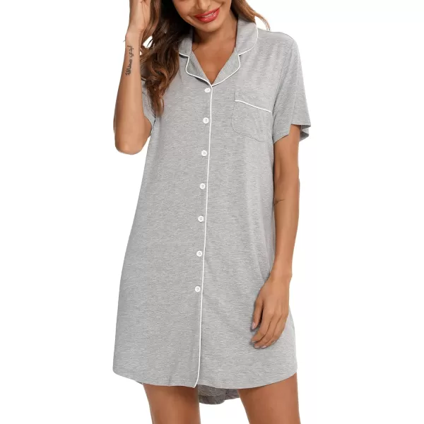 Leikar Maternity Nightgown For Women Nursing Pajamas Long Sleeve SleepshirtShort Sleevegray
