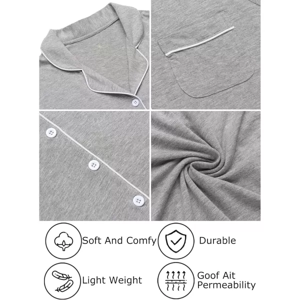 Leikar Maternity Nightgown For Women Nursing Pajamas Long Sleeve SleepshirtShort Sleevegray