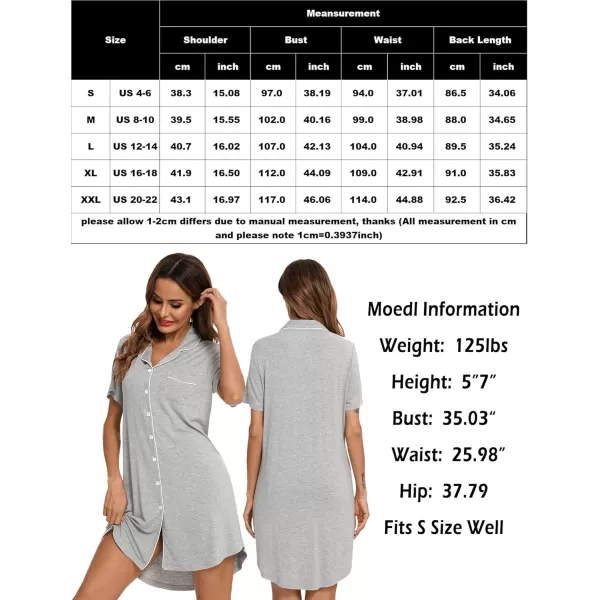 Leikar Maternity Nightgown For Women Nursing Pajamas Long Sleeve SleepshirtShort Sleevegray