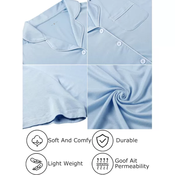 Leikar Maternity Nightgown For Women Nursing Pajamas Long Sleeve SleepshirtShort Sleevelight Blue
