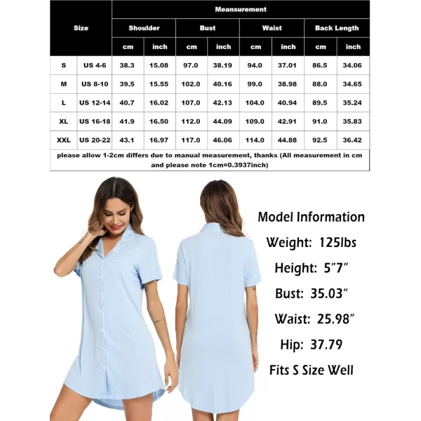 Leikar Maternity Nightgown For Women Nursing Pajamas Long Sleeve SleepshirtShort Sleevelight Blue