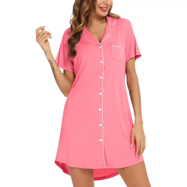 Leikar Maternity Nightgown For Women Nursing Pajamas Long Sleeve SleepshirtShort Sleevelight Coral