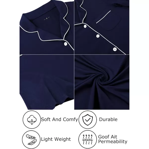 Leikar Maternity Nightgown For Women Nursing Pajamas Long Sleeve SleepshirtShort Sleevenavy Blue