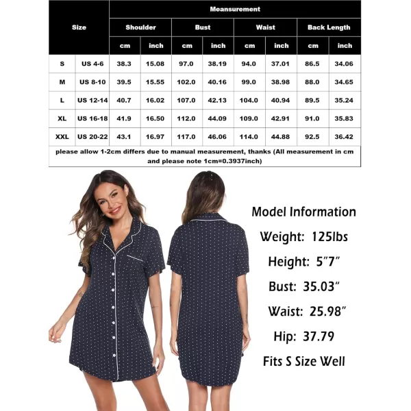 Leikar Maternity Nightgown For Women Nursing Pajamas Long Sleeve SleepshirtShort Sleevenavy Blue Dot