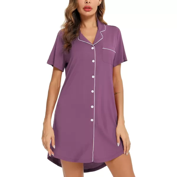 Leikar Maternity Nightgown For Women Nursing Pajamas Long Sleeve SleepshirtShort Sleevepurple