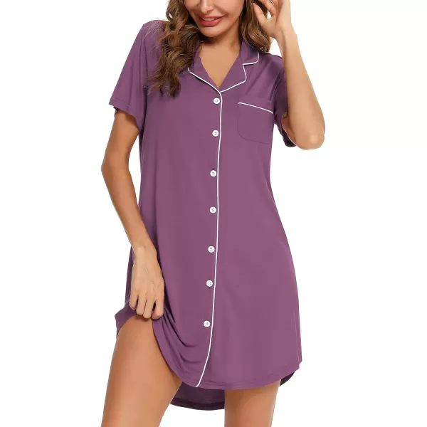 Leikar Maternity Nightgown For Women Nursing Pajamas Long Sleeve SleepshirtShort Sleevepurple