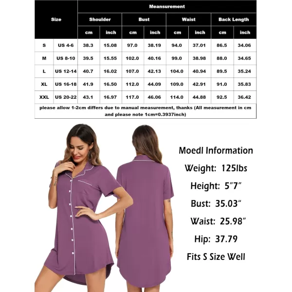 Leikar Maternity Nightgown For Women Nursing Pajamas Long Sleeve SleepshirtShort Sleevepurple