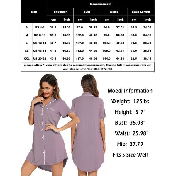 Leikar Maternity Nightgown For Women Nursing Pajamas Long Sleeve SleepshirtShort Sleeveviolet