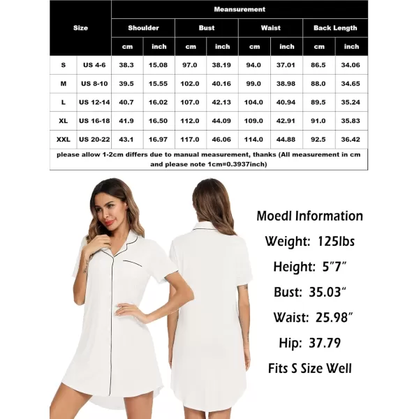 Leikar Maternity Nightgown For Women Nursing Pajamas Long Sleeve SleepshirtShort Sleevewhite