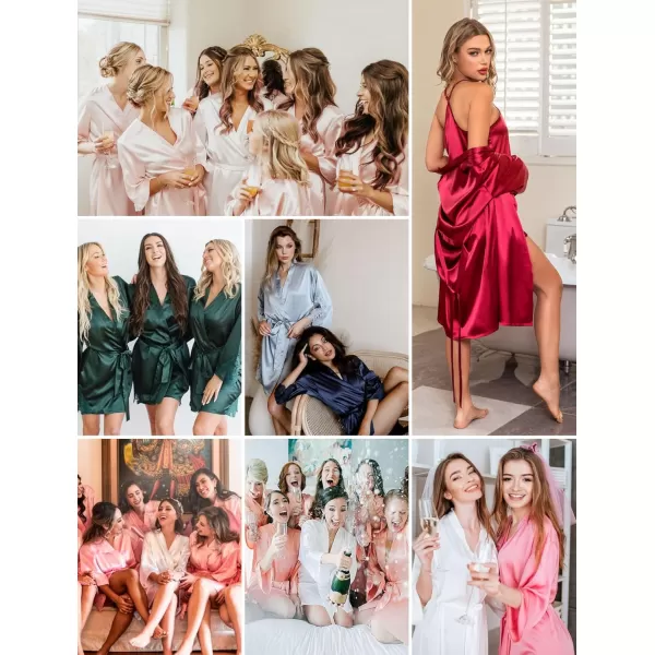 Leikar Silk Summer Robes For Women Floral Kimono Bridesmaid Pajamas Satin Flower BathrobeBlack