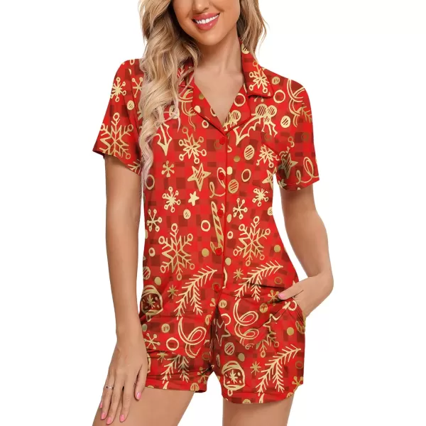Leikar Womens Button Down Pajama Sets Bride Pajamas Sets Sleepwear Shorts Lounge SetAchristmas 1with Shorts Pocket