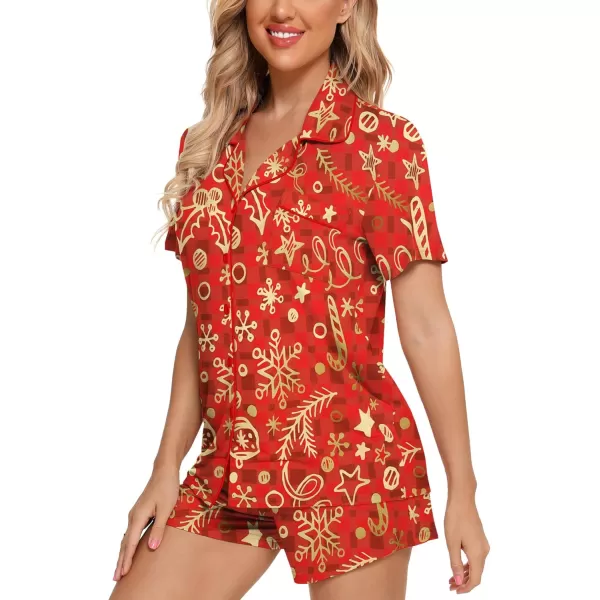 Leikar Womens Button Down Pajama Sets Bride Pajamas Sets Sleepwear Shorts Lounge SetAchristmas 1with Shorts Pocket