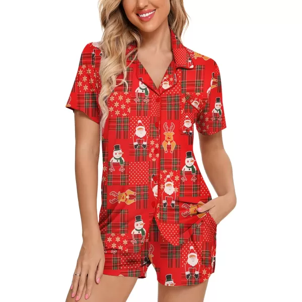 Leikar Womens Button Down Pajama Sets Bride Pajamas Sets Sleepwear Shorts Lounge SetAchristmas 2with Shorts Pocket