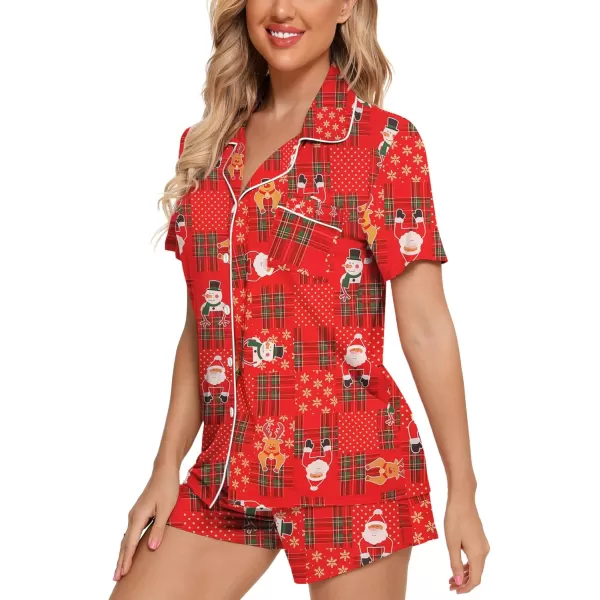 Leikar Womens Button Down Pajama Sets Bride Pajamas Sets Sleepwear Shorts Lounge SetAchristmas 2with Shorts Pocket