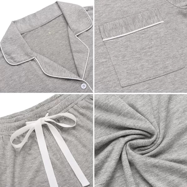 Leikar Womens Button Down Pajama Sets Bride Pajamas Sets Sleepwear Shorts Lounge SetAlight Greywith Shorts Pocket