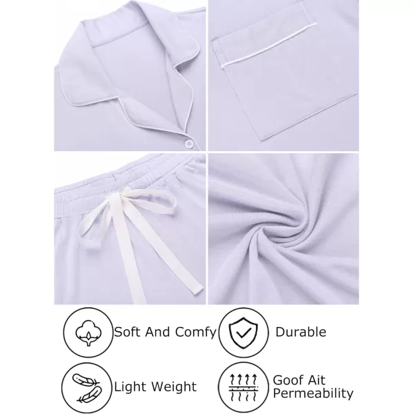 Leikar Womens Button Down Pajama Sets Bride Pajamas Sets Sleepwear Shorts Lounge SetAlight Purplewith Shorts Pocket