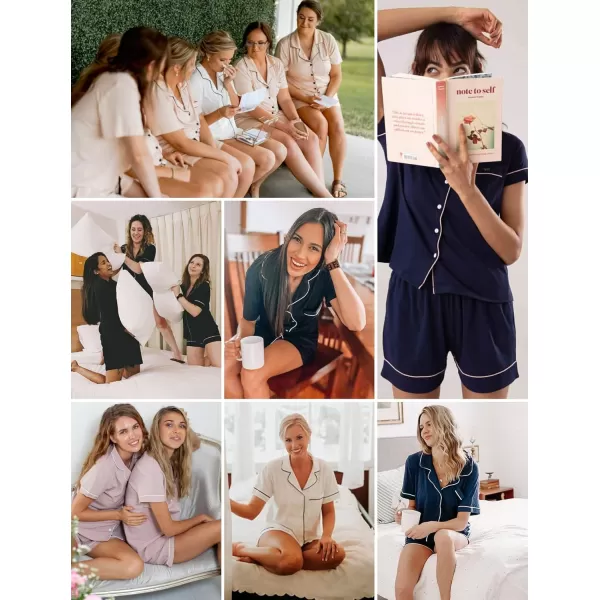 Leikar Womens Button Down Pajama Sets Bride Pajamas Sets Sleepwear Shorts Lounge SetApure Whitewith Shorts Pocket