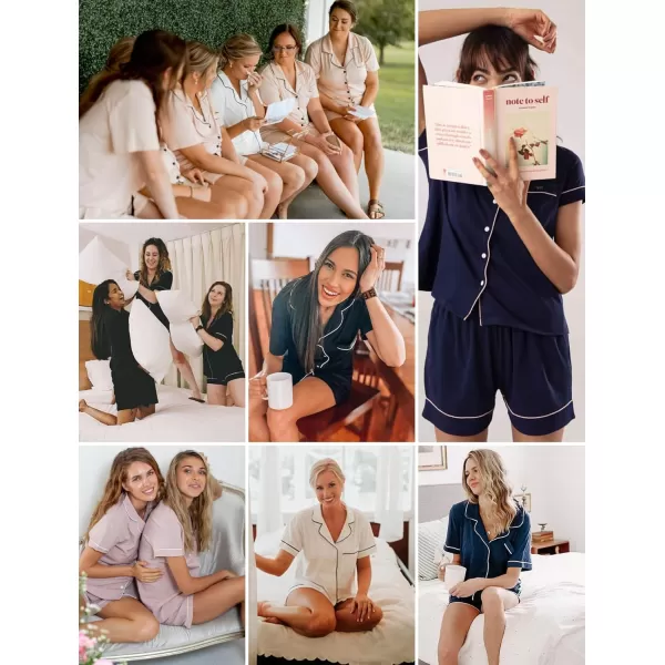 Leikar Womens Button Down Pajama Sets Bride Pajamas Sets Sleepwear Shorts Lounge SetArose Redwith Shorts Pocket