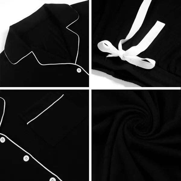 Leikar Womens Button Down Pajama Sets Bride Pajamas Sets Sleepwear Shorts Lounge SetBblack