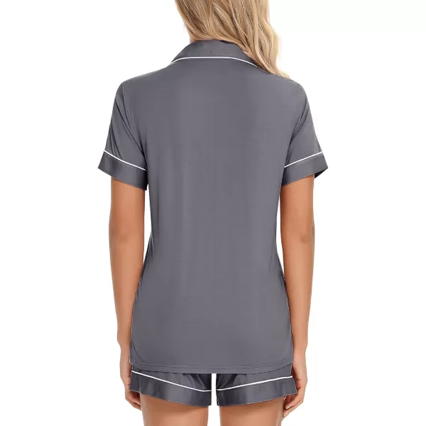 Leikar Womens Button Down Pajama Sets Bride Pajamas Sets Sleepwear Shorts Lounge SetBdark Grey