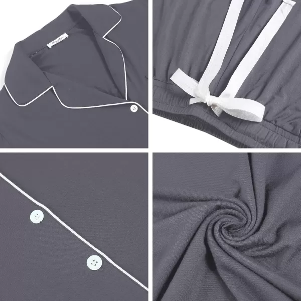 Leikar Womens Button Down Pajama Sets Bride Pajamas Sets Sleepwear Shorts Lounge SetBdark Grey
