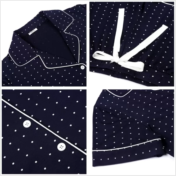 Leikar Womens Button Down Pajama Sets Bride Pajamas Sets Sleepwear Shorts Lounge SetBnavy Blue Dot