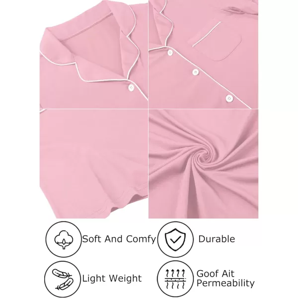 Leikar Womens Button Down Pajama Sets Bride Pajamas Sets Sleepwear Shorts Lounge SetBpink