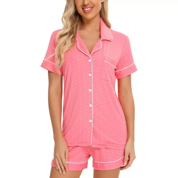 Leikar Womens Button Down Pajama Sets Bride Pajamas Sets Sleepwear Shorts Lounge SetBpink Dot