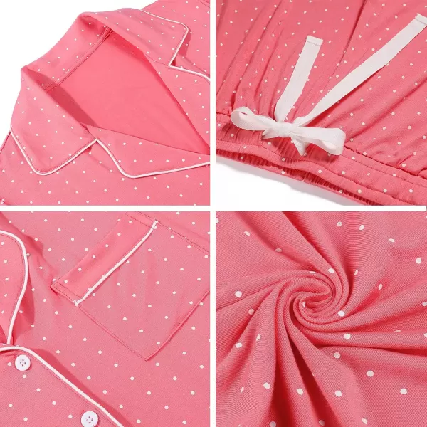 Leikar Womens Button Down Pajama Sets Bride Pajamas Sets Sleepwear Shorts Lounge SetBpink Dot