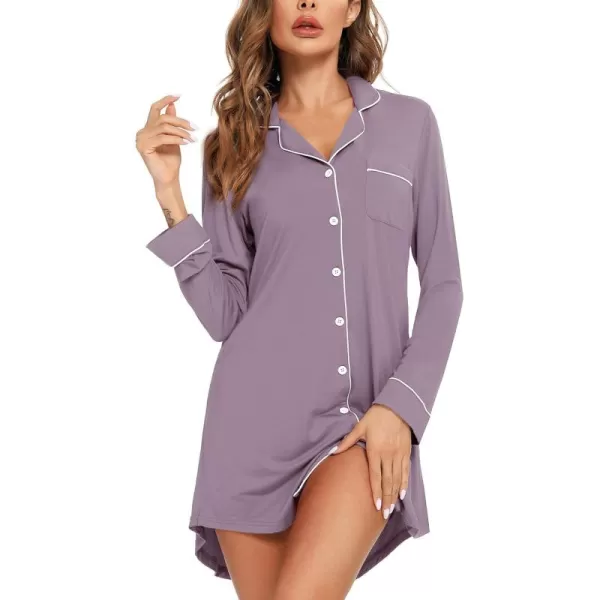 Leikar Maternity Nightgown For Women Nursing Pajamas Long Sleeve SleepshirtLong Sleeveviolet