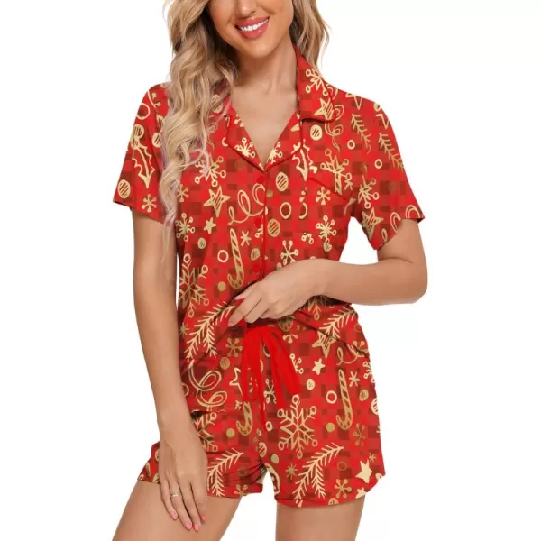 Leikar Womens Button Down Pajama Sets Bride Pajamas Sets Sleepwear Shorts Lounge SetAchristmas 1with Shorts Pocket