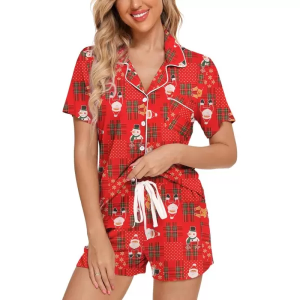 Leikar Womens Button Down Pajama Sets Bride Pajamas Sets Sleepwear Shorts Lounge SetAchristmas 2with Shorts Pocket
