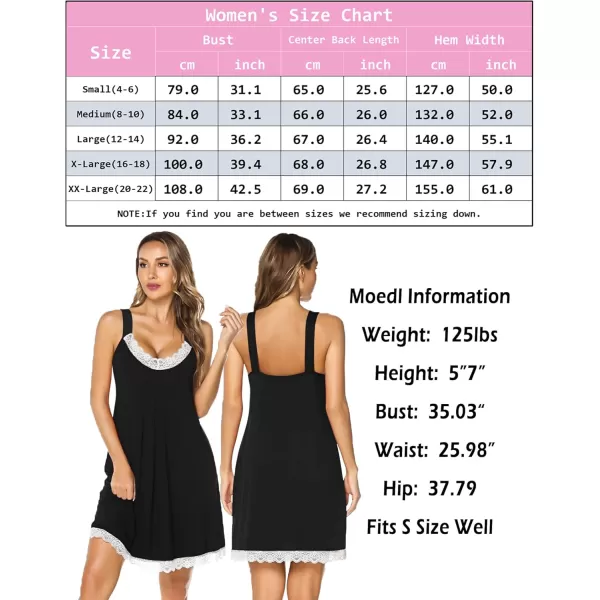 Leikar Nightgowns For Women Sexy Pajamas Dress Full Slip Lace Lingerie Babydoll SXXLBlack