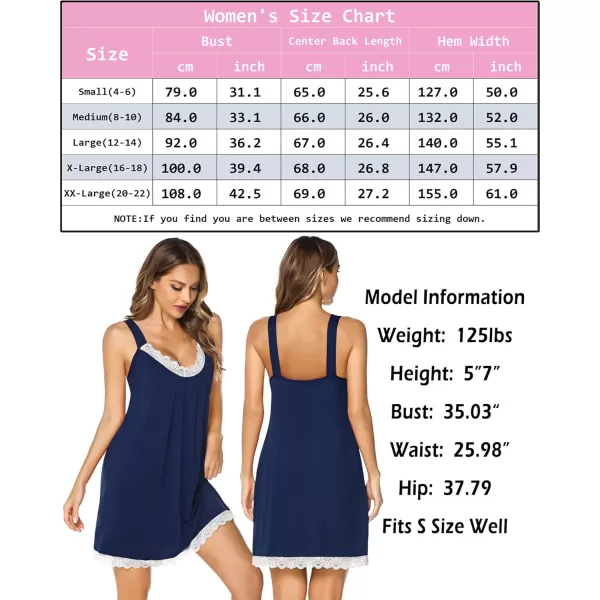Leikar Nightgowns For Women Sexy Pajamas Dress Full Slip Lace Lingerie Babydoll SXXLBlue