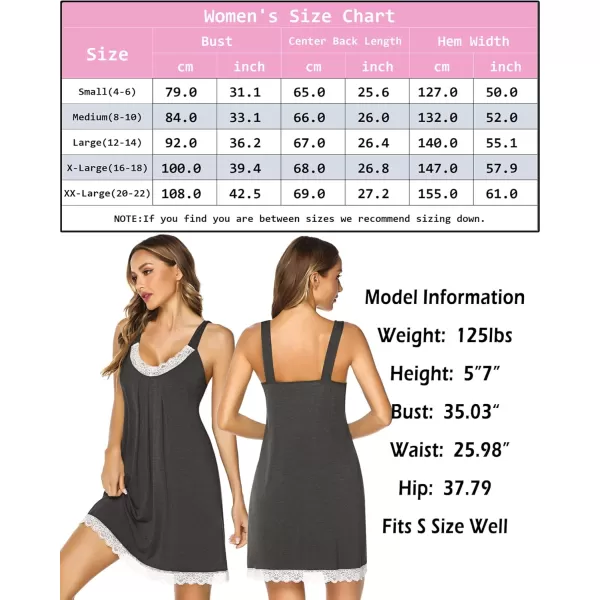 Leikar Nightgowns For Women Sexy Pajamas Dress Full Slip Lace Lingerie Babydoll SXXLDark Gray