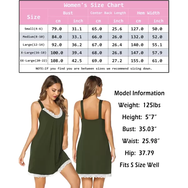 Leikar Nightgowns For Women Sexy Pajamas Dress Full Slip Lace Lingerie Babydoll SXXLGreen