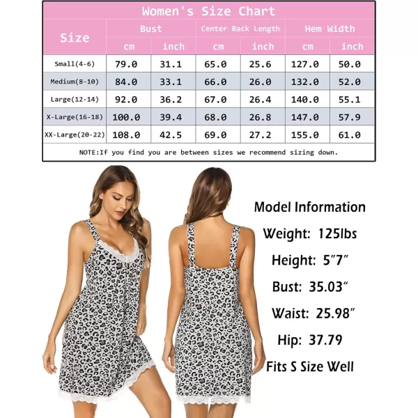 Leikar Nightgowns For Women Sexy Pajamas Dress Full Slip Lace Lingerie Babydoll SXXLGrey Leopard