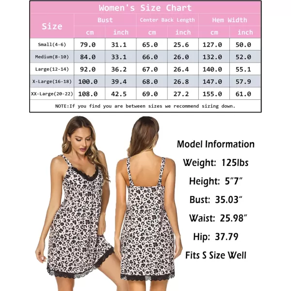 Leikar Nightgowns For Women Sexy Pajamas Dress Full Slip Lace Lingerie Babydoll SXXLLeopard