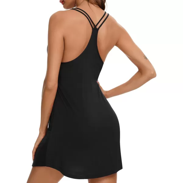 Leikar Sexy Lingerie For Women Cotton Nightgowns V Neck Babydoll Chemise SleepwearBlack