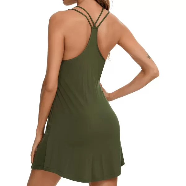 Leikar Sexy Lingerie For Women Cotton Nightgowns V Neck Babydoll Chemise SleepwearGreen